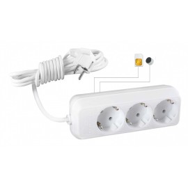 Microfon Profesional, cu Cartela GSM (NanoSIm), Integrat in Prelungitor Clasic 220V Triplu - Activare Vocala [MI3]